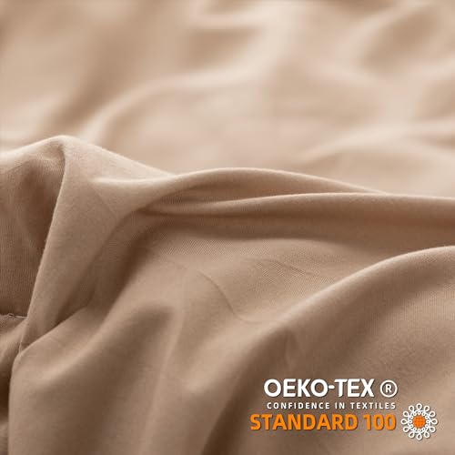 YIRDDEO King Size Comforter Set - King Size Comforter with Ball Pom Fringe, Soft King Bedding Set for All Seasons - 3 Pieces, 1 Comforter (104"x90"inches) & 2 Pillow Shams(20"x36"), Taupe