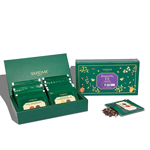 VAHDAM, Assorted Darjeeling Tea Sampler (10 Flavors, 50 Servings) Gluten Free, Non GMO - Darjeeling First Flush &amp; Second Flush | Loose Leaf Tea Sample