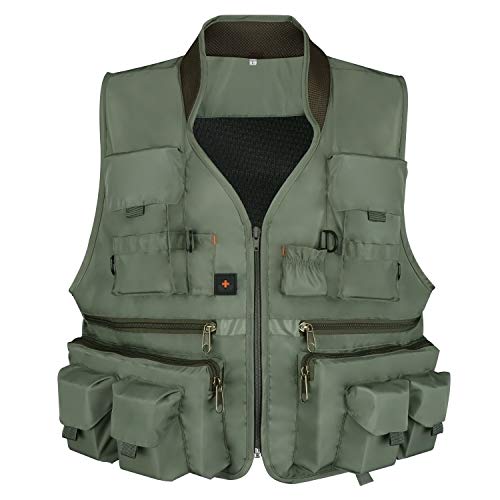 Anglerbasics Army Green Multifunction Airsoft Tactical Vest Quick Dry Multi Pockets Mesh Breathable