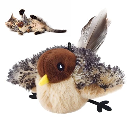 Yizemay Katzenspielzeug Vogel Fliegt Interaktives Katzenspielzeug Elektrisch Automatische Katzen Spielsachen mit Katzenminze Fliegender Vogel Spielzeug für Katzen