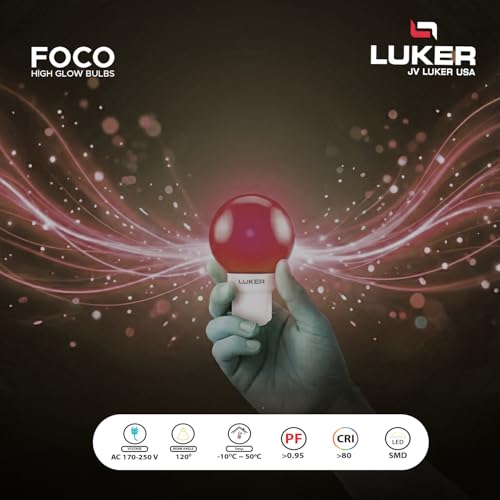 Image of LUKER JVLuker 0.5W LED Bulb B22 Base Energy Efficient Light 120 Degree Wide Beam Coverage High CRI Lights for Home and Office Indoor & Outdoor, 1 Year Warranty (Pack of 10, RED)