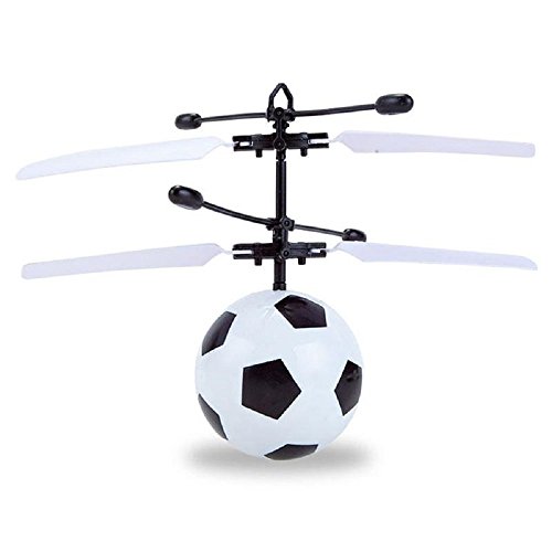 LilPals Mini RC Flying Magic Fun Illuminated Ball, RC Infrared Induction USB Helicopter Ball with Built-in Shinning LED Lighting for Kids, Teenagers, Soccer Ball White
