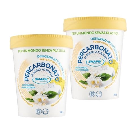 SMAPIU' Percarbonato de sodio perfumado para prendas blancas/de color, 1 kg (2 x 500 g)