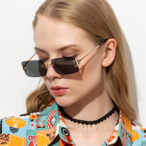 Lunettes de soleil rectangles sans monture ultra légères au design minimaliste - 4
