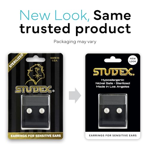 STUDEX Sensitive White Pearl Stud Earrings | Hypoallergenic and Nickel Safe for Sensitive Ears | Gold Plated Posts | High Fashion Earrings for Women and Men2