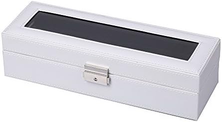 Watch Box Watch Organiser, Watch Box Storage for 6/10/12 Grids Faux Display Case Jewelry Boxes with Glass Lid Lock Key and Velvet Liner by JKC