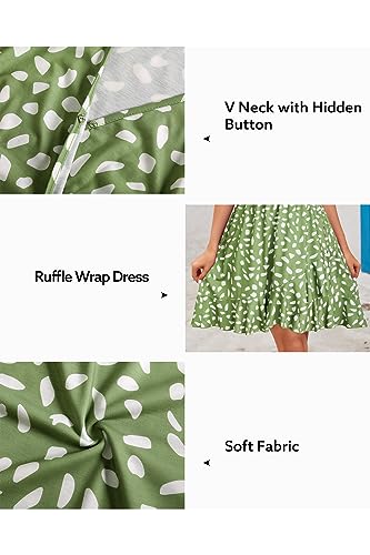 Image of ULTRANICE Womens Summer Dresses Floral V Neck Ruffled Hem Spaghetti Spring Casual Beach Outfits Flowy Wrap Sun Dress