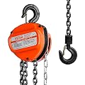 VEVOR Hand Chain Hoist, 1 Ton 2200 lbs Capacity 10 FT Come Along, G80 Galvanized Carbon Steel with Double-Pawl Brake, Auto Chain Leading & 360° Rotation Hook, for Garage Factory Dock