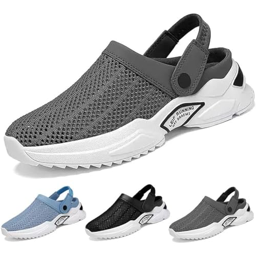 Jerrycherries Orthopedic Shoes, Men’s Orthopedic Hollow-Out Summer Sandals, Mesh Shoes Breathable with Arch Support (Grey, 10)