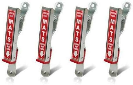 HI-TECH Car Wash Mat Clamps  Heavy-Duty Floor Mat Holders for Cleaning & Drying  Rust-Resistant Aluminum  Mountable  Holds All Mats  Red, 4 Pack