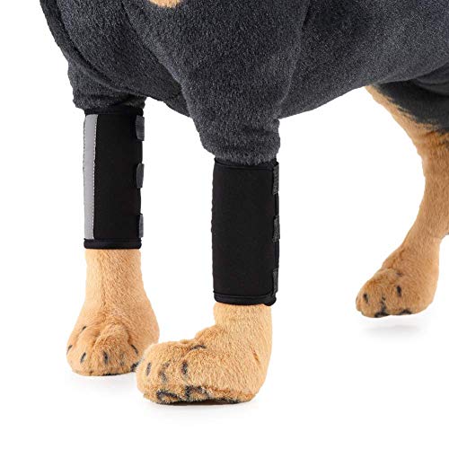 Image of 1 Pair Reflective Tape Elbow Protectors, Dog Front Leg Braces Pet Knee Pads Dog Elbow Protector Help with Injuries Sprains and Loss of Stability Caused by Arthritis(M, Black)