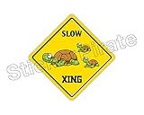 StickerPirate Slow Turtle Crossing Funny Metal Novelty Sign Aluminum