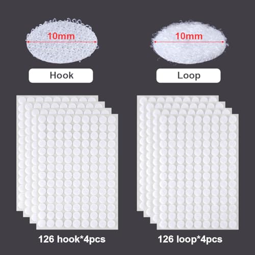 Image of Ainiv 504 Pairs Self-Adhesive Hook and Loop Dots, Double-Sided Adhesive Tape Stickers, Removable Adhesive Sticker Traceless, Waterproof DIY Stickers Crafts Dots Round Pads for Home School Office