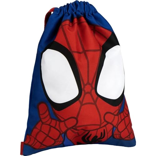 Saquito Escolar Spidey – Mochila Infantil Tipo Saco con Cierre de Cordón y Diseño de Spiderman, Ideal, Excursiones, Deporte y Actividades Escolares con Estilo de Superhéroe