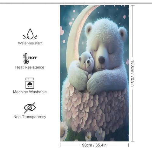 Rideau de douche ours en tissu polyester de qualité supérieure lavable et durable