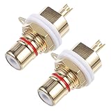 Kisangel 2 Stück Reines Kupfer Rca Buchse mit Vergoldete Audioverbinder Stabiler Lotus Slot Klare Signalübertragung Einbau für Lautsprecher und Hifi Anlagen Rote Farbe
