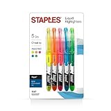 Staples Hype! Liquid Highlighters, Assorted, 5/Pack