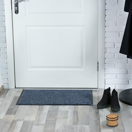 Relaxdays Türstopper 2er Set, schwere Türen & Fenster, Edelstahl & Gummi, Holzoptik, hoher Bodenpuffer, ∅ 9,5 cm, braun