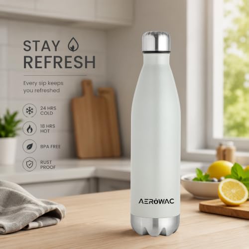 Image of 304 Stainless Steel Viva Insulated Flask 750ml | Hot & Cold 24 Hours | Double Wall, Leak Proof, BPA-Free, Lightweight Bottle | Ideal for Office, Gym, School and Travel (Grey, Pack of 1)