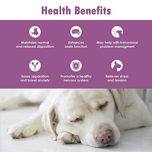 Tranquil-Tabs For Dogs - Contains Chamomile, L-Tryptophan, And Melatonin - Relieves Stress And Tension - Ease Travel And Separation Anxiety - 60 Tabs #TOP1