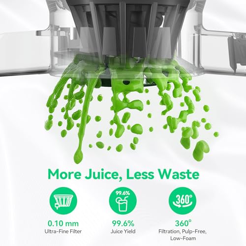 Image of Cold Press Juicer, ORMEO HOME Masticating Juicer Machines with 5.5 inch Large Feed Chute Fit Whole Vegetables & Fruits, with Pulp Seperation 99.6% Juice Purity, Quiet Motor Easy to Clean BPA Free
