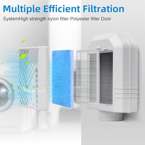 Indoor Dryer Vent, Indoor Dryer Vent Kit NO WATER Designed Safty Reminder Device Doesn't Leak Lint, Dust, with High Strength Nylon Filter, Polyester Fiber Filter x4, Dryer Vent Box for Electric Dryer