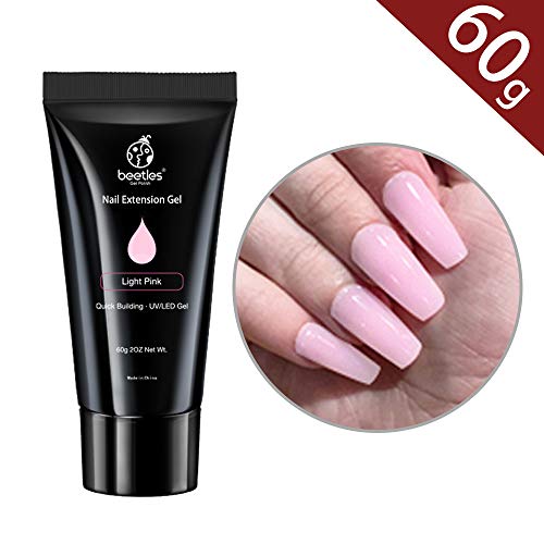 Beetles Poly Nail Gel for Nails, Builder Gel Hybrid Gel Professional Nail Extension Gel Nail Enhancement Thickening Gel, 60g 2oz Light Pink Required UV LED…