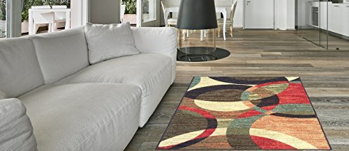 Maxy Home Indoor Doormat Rubber Backed, 18 x 30 inch, Modern Circles, Non Slip, Kitchen Rugs and Mats