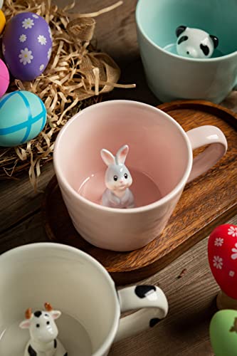 Image of DIHOclub Rabbit Ceramic Cup Hidden Animal Inside Mug (Pink)