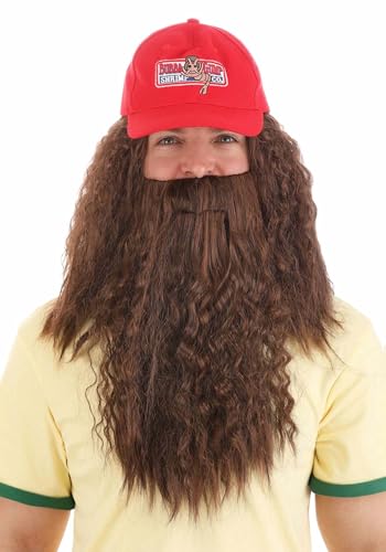 Forrest Gump Costume Accessory Kit | Adult Bubba Gump Shrimp Co. Hat with Wig and Beard Set | Ideal for Halloween Standard