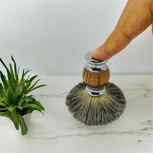 Pincel Para Barbear Cerdas Naturais de Pelo de Texugo Escova Barba Inox Luxo, Escova de Barbear