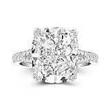 5.0 Carat Exquisite Cushion Cut Engagement Ring for Women Split Shank Cubic Zirconia Simulated Diamond 925 Sterling Silver, Cubic Zirconia, Cubic Zirconia