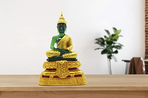 Buddho Emerald Buddha Statue Meditation 7" H. Thai Buddha Statue For Room Decor Home Decor Buddha Gift Buddha Sculpture Buddha Figurines (Rainy) #TOP2