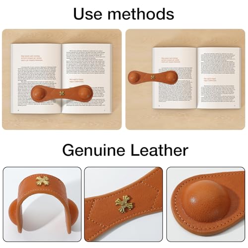 Image of Book Weight Holder Wooden Thumb Book Page Open Weighted Bookmark Corner Reading Accessories Office Desk Decor Executive Gift for Writer Reader (BPH02-Brown)