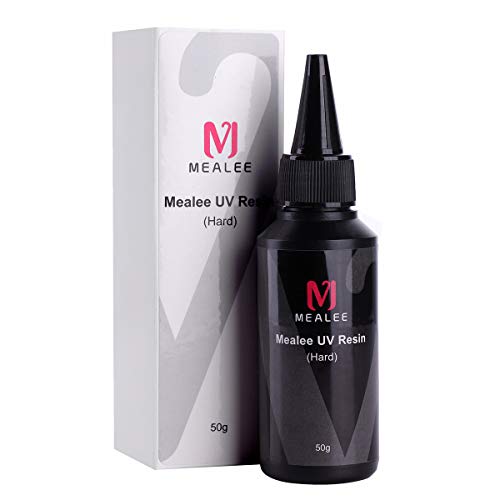 Mealee UV Resin Hard Glue 50g Ultraviolet Transparent for Handmade Art Crafts DIY Resin Mold Jewelry Making Crystal Clear Solar Cure Sunlight Activated Resin for Resin Mold, Casting and Coating