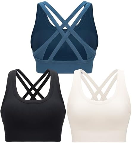 RUNNING GIRL Sports Bra for Women High Support, Criss-Cross Back Padded Strappy Sports Bras Yoga Bra with Removable Cups