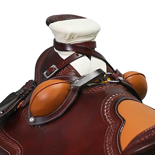 Deen, Enterprises Size 15” 16" 17” Wade Tree A Fork Premium Western Leather Roping Ranch Work Equestrian Horse Saddle Matching Headstall Breastplate Reins (17) #TOP3