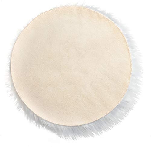 Ivon 15.5 Inches White Round Faux Fur Rug, Fluffy Rug Cushion For Chair, Background For Nail Desk Photos #TOP5