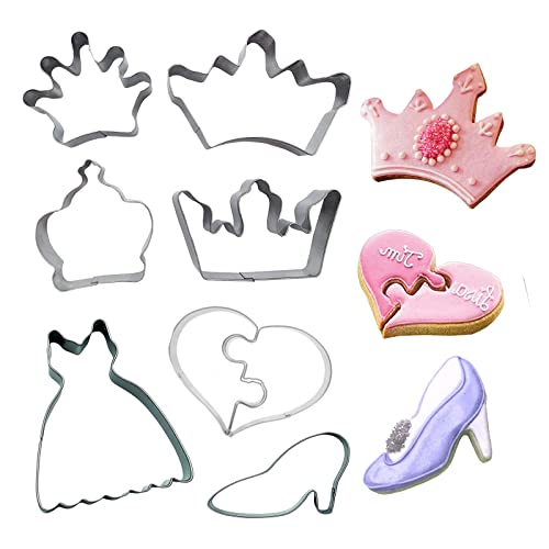 LIANCHEN 7 pièces Princesse Crown Fondant Cutter Emporte Pièces Couronne Biscuits Emporte pièce Princesse Emporte-pièce en couronnement Moule de Décoration de...