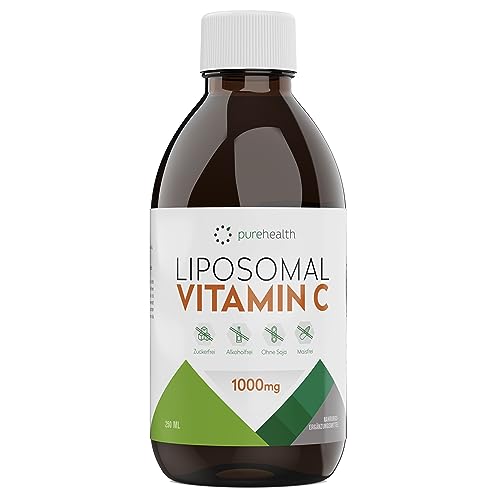 Liposomales Vitamin C 1000mg | Made in Germany | Glasflasche | Hochdosiert | bioverfügbares | kein Süßstoff | kein Soja | Vegan | natürliche Inhaltsstoffe. (250ml Bottle)