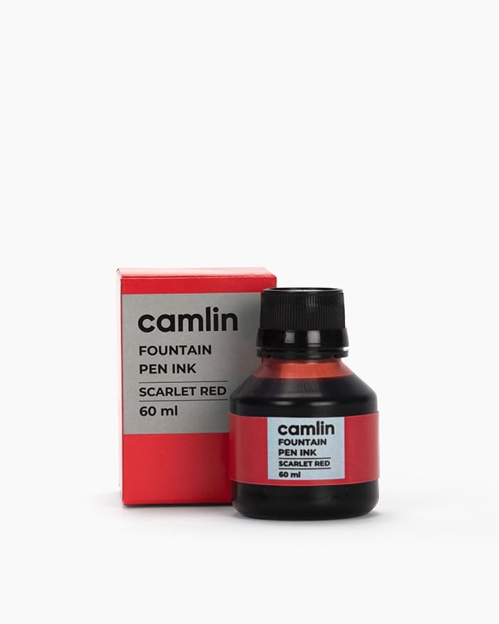 Image of Camel Fountain Pen Ink - Scarlet Red | Smooth Flow Writing Ink for Fountain Pens | Rich Colour, Smudge-Free & Long-Lasting | Ideal for School, Office & Calligraphy