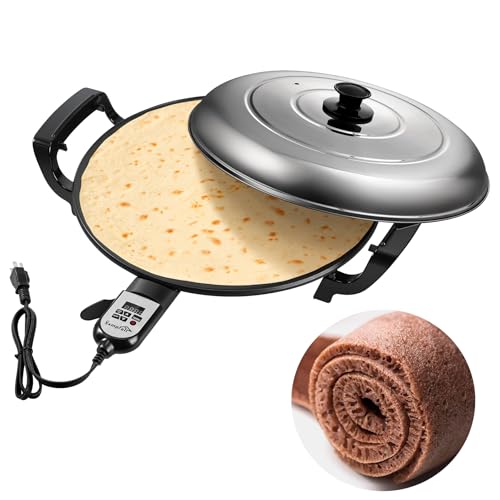 18.5" Ethiopian Injera Maker Mitad (Mogogo) Electric Griddle Adjustable Temperature & Time, Non-Stick Surface, Even Heating, Maker Norwegian Lefse, Swedish Pancake, Indian Dosa & Flatbreads