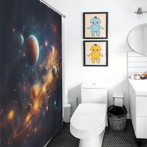 Rideau de douche ciel étoilé en polyester imperméable 168x183cm - 3