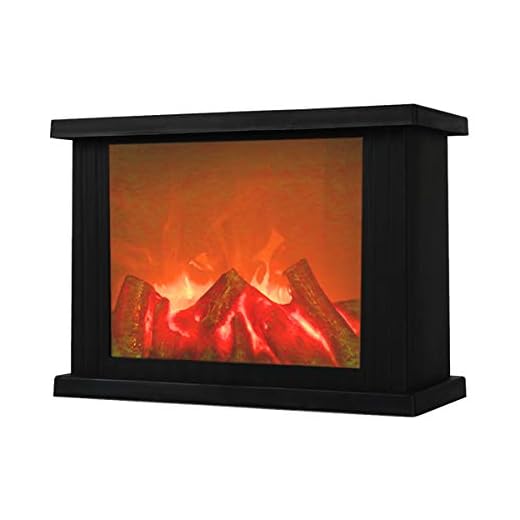 Fireplace Lanterns Decorative Flameless Portable Led Lantern Battery Operated and USB Operated 6 Hours Timer Included Indoor/Outdoor(No Heater Function Black Rectangle Size:11x4.7x8 Inch)
