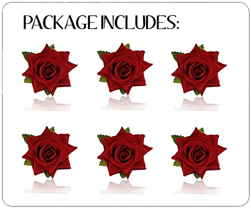 Miniatura 4 de Indian Collectible - Pinzas para el pelo artificiales con diseño de rosas rojas indias para mujer, estilo vintage, para uso diario e informal, para