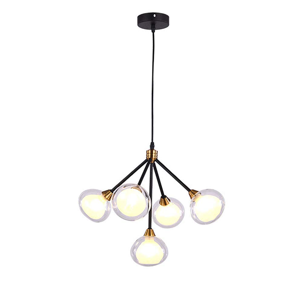 KXEcoLife Mid Century Industrial Ceiling Light Fixture 5Light Chandelier for Kitchen Dining Room Living RoomBlack & Bronze Finish Modern Design