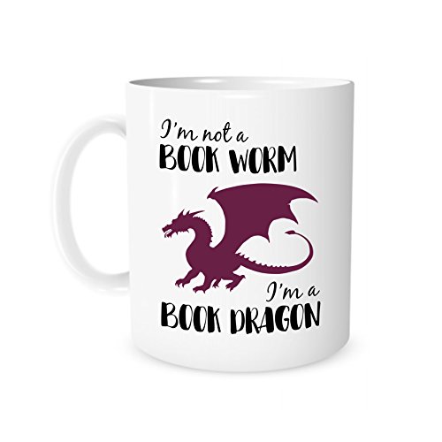 PDTXCLS The Coffee Corner - I'm Not A Book Worm, I'm A Book Dragon - 11 Ounce White Ceramic Coffee or Tea Mug - Bookish, Mug for Book Lover, Gift for Reader, Literary Gifts
