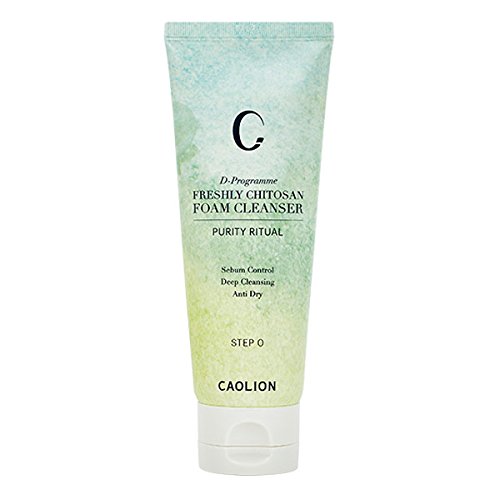 Caolion Freshly Chitosan Foam Cleanser - Absorb and Draw out Impurities from the skin with Chitosan and Red Clay, Deep Cleansing, Sebum Control, Protective Skin Barrier - 3.72 fl oz.