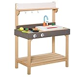 ✅REALISTISCHES ROLLENSPIEL: Das Küchenset enthält fast alles, was Sie in einer kleinen Küche für Ihr Kind brauchen. Inklusive Essenskorb, Spülbecken, Wasserhahn, Essteller, Schneidebrett, Messer und Gemüse, damit sich Ihre Kinder wie in einer echten Küche fühlen.