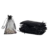 HRX Package 100pcs Black Organza Gift Bags 4 x 6 inches Wedding Christmas Favors Jewelry Pouches